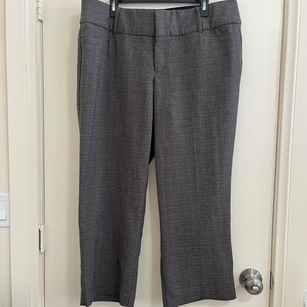 Brannan Womens Pants‎ 18 Gray Straight Leg Plaid Trousers Work Office Minimalist